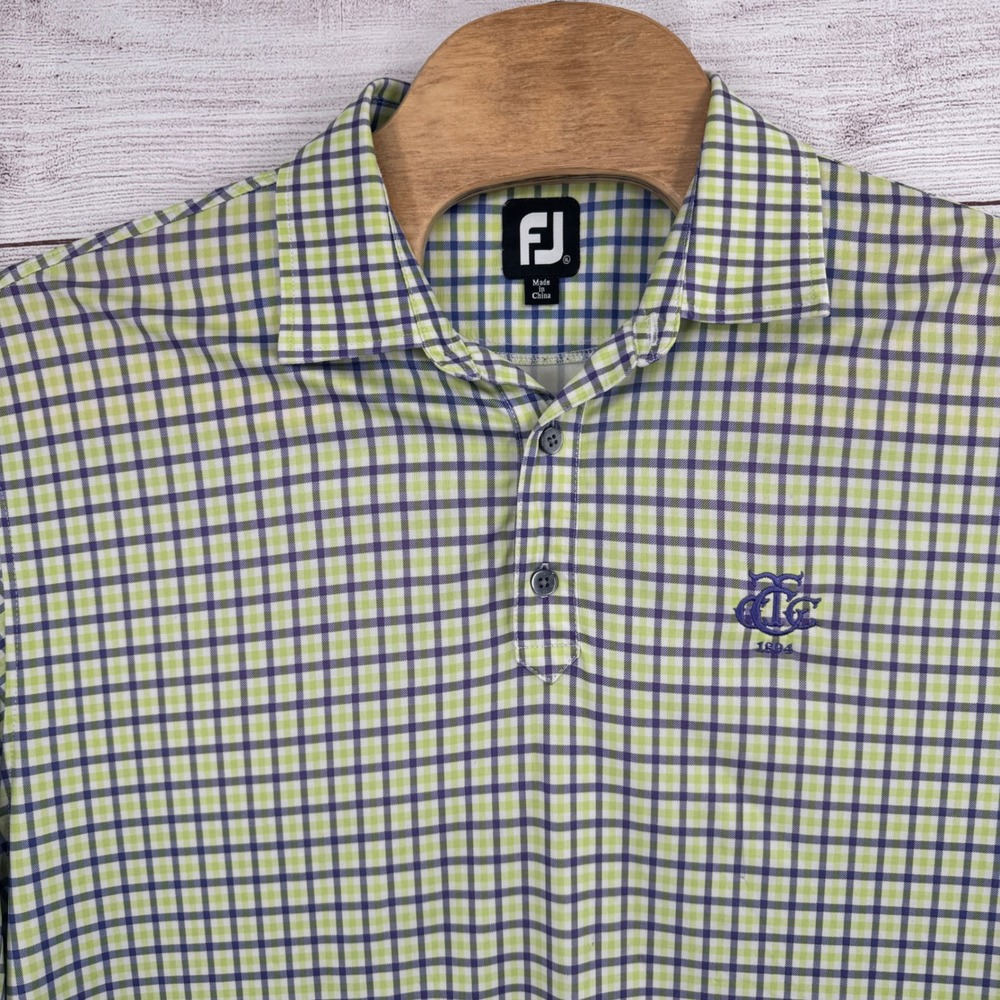 FootJoy Golf‎ Polo Shirt XL Checkered Stretch Short Sleeve Performance Athletic